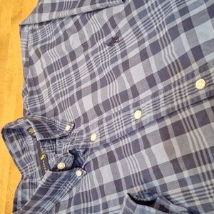 Polo Ralph Lauren Navy Blue Plaid Shortsleeve Button Down XL‎